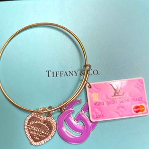 Pink and Purple Fashion Bangle Charm Bracelet